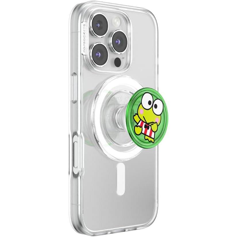 imagePopSockets Round Phone Grip Compatible with MagSafe Adapter Ring Included Phone Holder Wireless Charging Compatible Sanrio Dancing KeroppiDancing Keroppi
