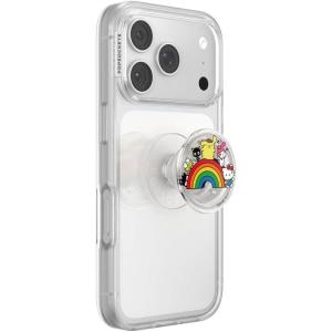 PopSockets Round Phone Grip Compatible with MagSafe, Adapter Ring Included, Phone Holder, Wireless Charging Compatible, Sanrio – Dancing Keroppi(Over the Rainbow Hello Kitty Adhesive)