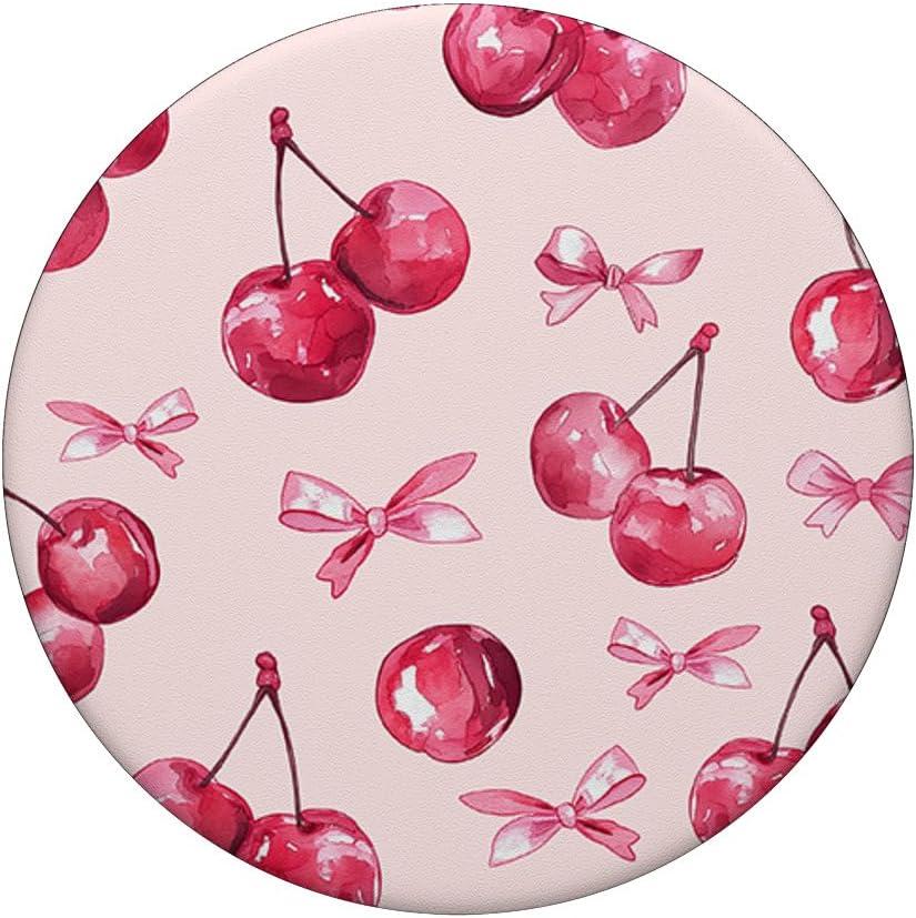 imageCoquette Cherry and Pink Bow PopSockets Adhesive PopGripAdhesive PopGrip