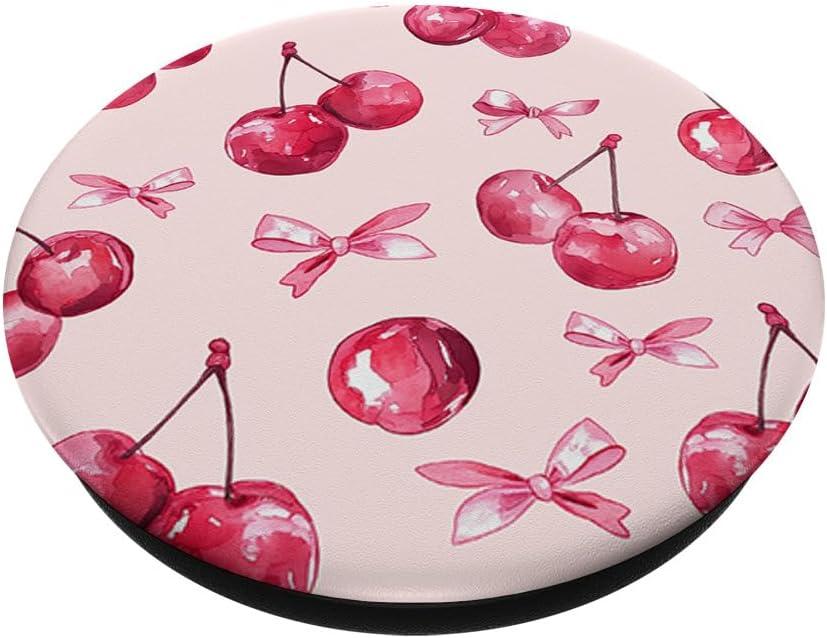 imageCoquette Cherry and Pink Bow PopSockets Adhesive PopGripAdhesive PopGrip