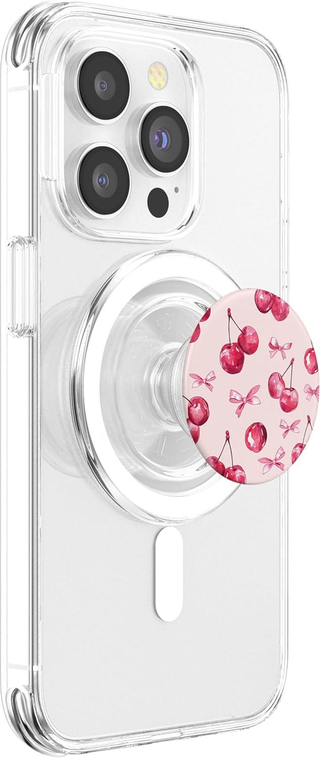 imageCoquette Cherry and Pink Bow PopSockets Adhesive PopGripMagnetic PopGrip