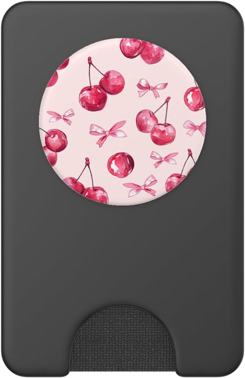 imageCoquette Cherry and Pink Bow PopSockets Adhesive PopGripMagnetic PopWallet