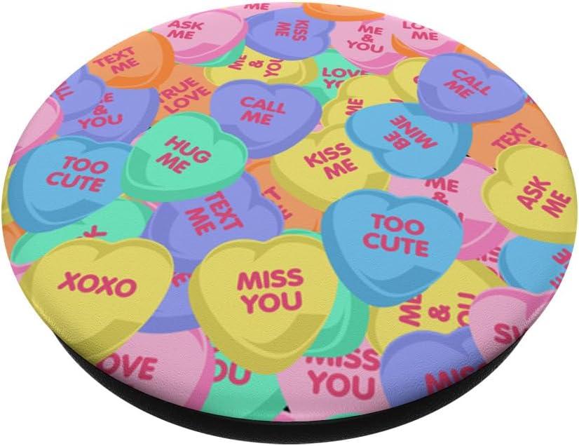 imageCute Girls Valentines Day Cute Candy Heart Sayings Pattern PopSockets Standard PopGripStandard