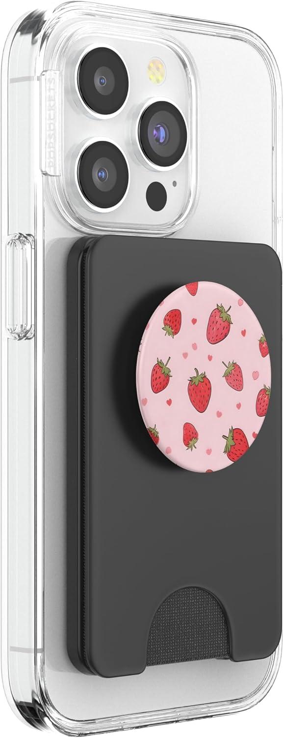 imageCute Pink Strawberry PopSockets Adhesive PopGripMagnetic PopWallet