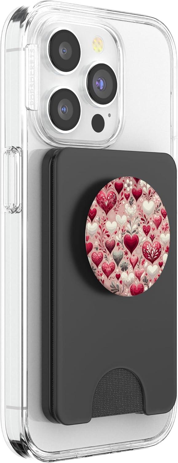 imageFestive Elegance gifts Enchanting Hearts Romantic Valentines Day Love PopSockets Standard PopGrip Black 260027Magnetic PopWallet