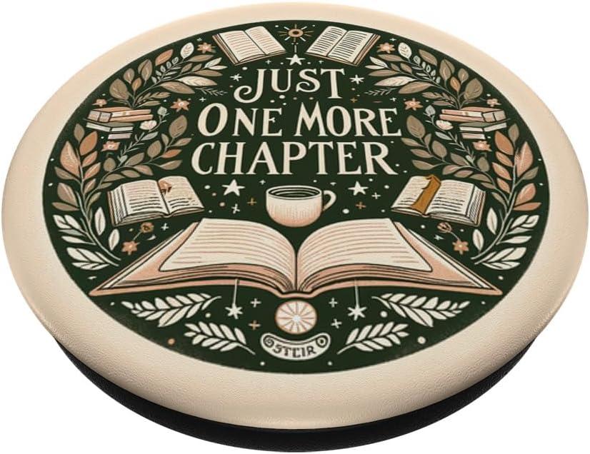 imageJust One More Chapter Bookish Book Reading Beige PopSockets Adhesive PopGripAdhesive PopGrip