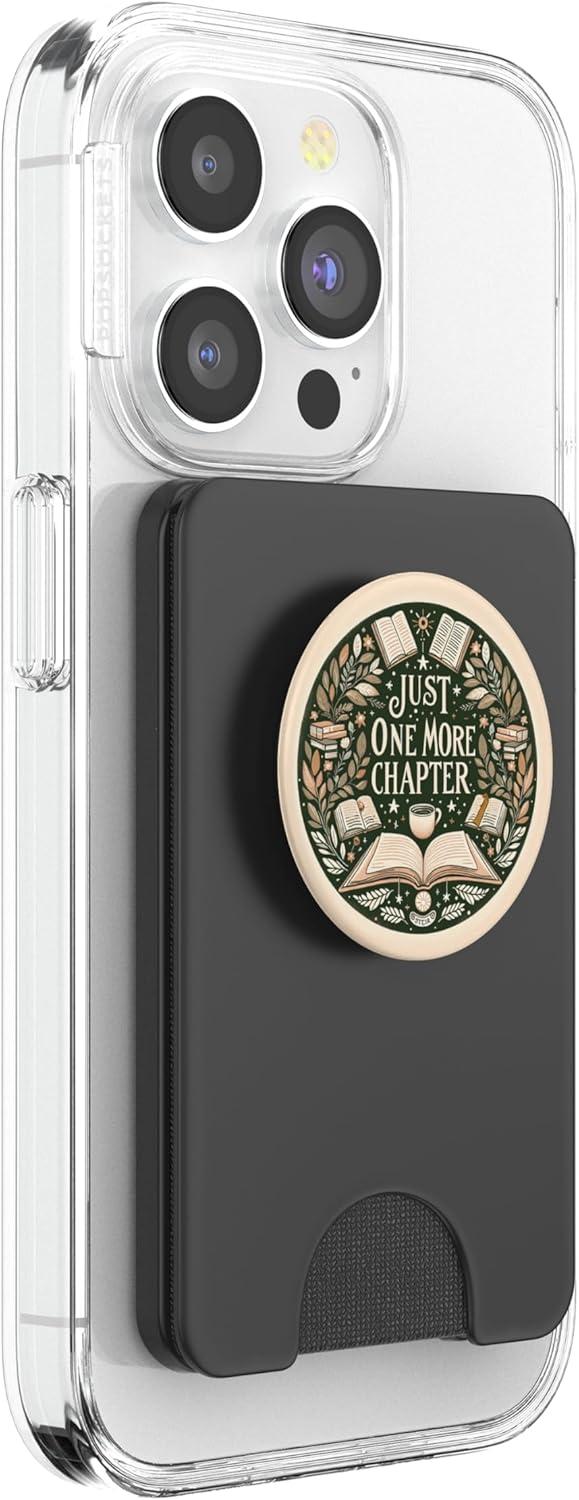 imageJust One More Chapter Bookish Book Reading Beige PopSockets Adhesive PopGripMagnetic PopWallet