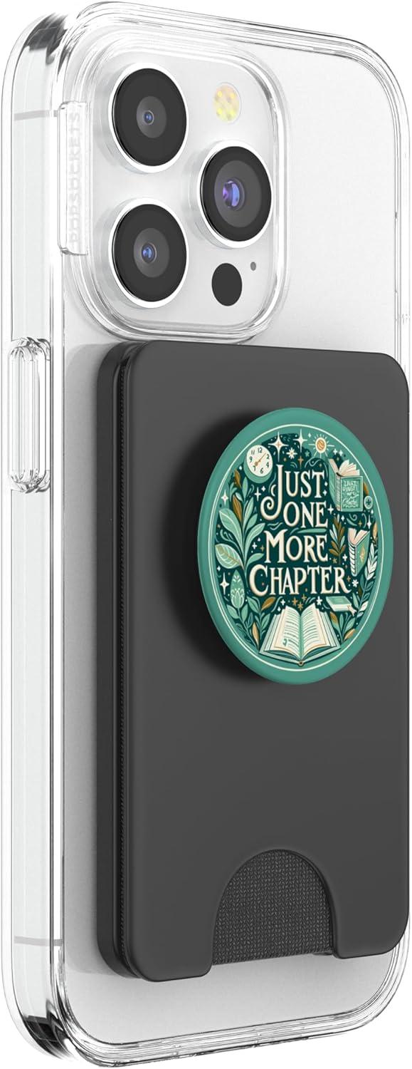 imageJust One More Chapter Bookish Reading Green Teal Book Lover PopSockets Adhesive PopGripMagnetic PopWallet