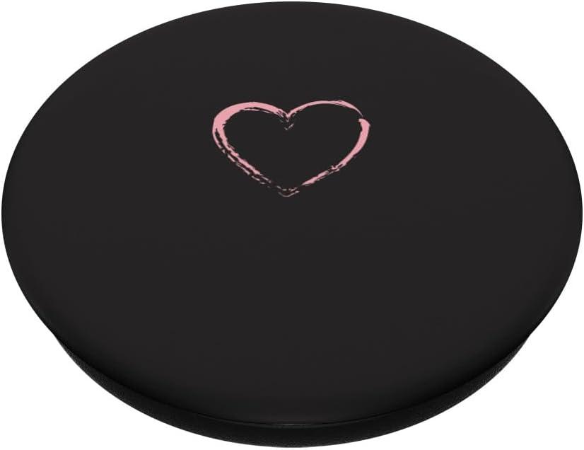 imagePink Heart Black PopSockets Adhesive PopGripAdhesive PopGrip