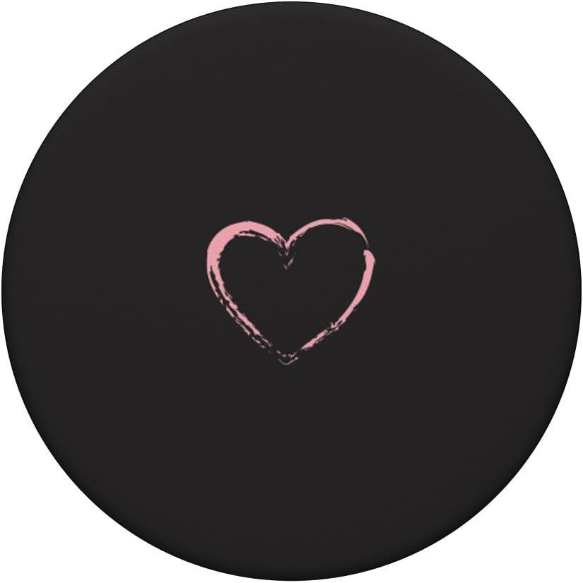 imagePink Heart Black PopSockets Adhesive PopGripAdhesive PopGrip