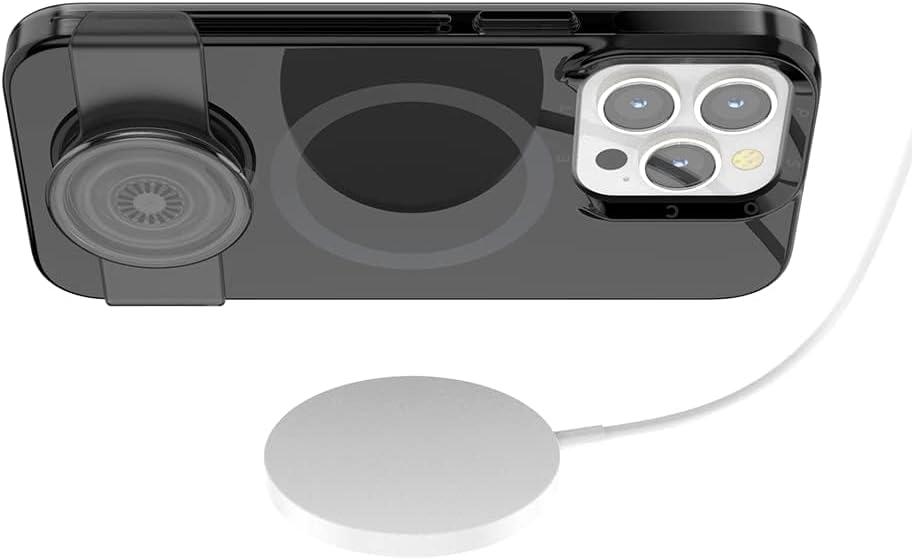 imagePopSockets Black iPhone 12 Case and iPhone 12 Pro Case with Phone Grip and Slide Compatible with MagSafeBlack