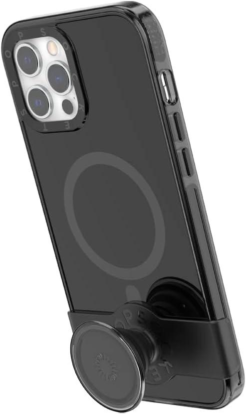 imagePopSockets Black iPhone 12 Case and iPhone 12 Pro Case with Phone Grip and Slide Compatible with MagSafeBlack