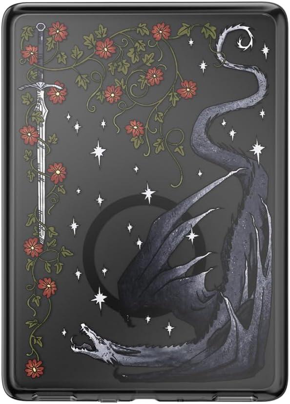 imagePopSockets Kindle Paperwhite 2021 Case 11th Gen 68 amp Signature Edition Slim Protective Cover with Builtin MagSafeCompatible Ring for MagSafe PopGrip EReader Accessory Dragon Sterling