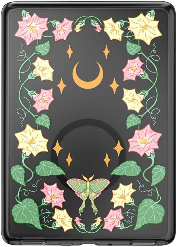 imagePopSockets Kindle Paperwhite 2021 Case 11th Gen 68 amp Signature Edition Slim Protective Cover with Builtin MagSafeCompatible Ring for MagSafe PopGrip EReader Accessory Moon Flower
