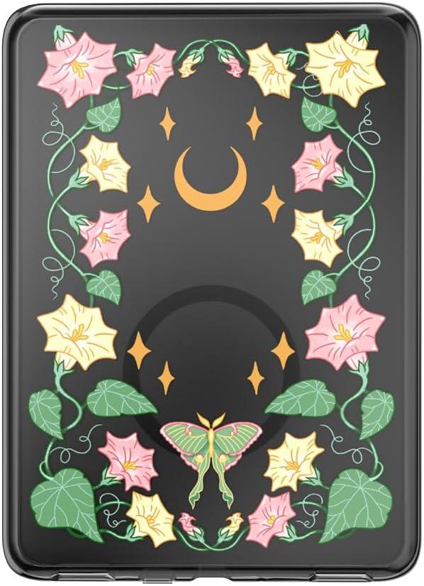 imagePopSockets Kindle Paperwhite Case 12th Gen 7 202425 Signature Edition amp Colorsoft Slim Protective Cover with Builtin MagSafe Ring for MagSafe PopGrip EReader Accessory Moon Flower
