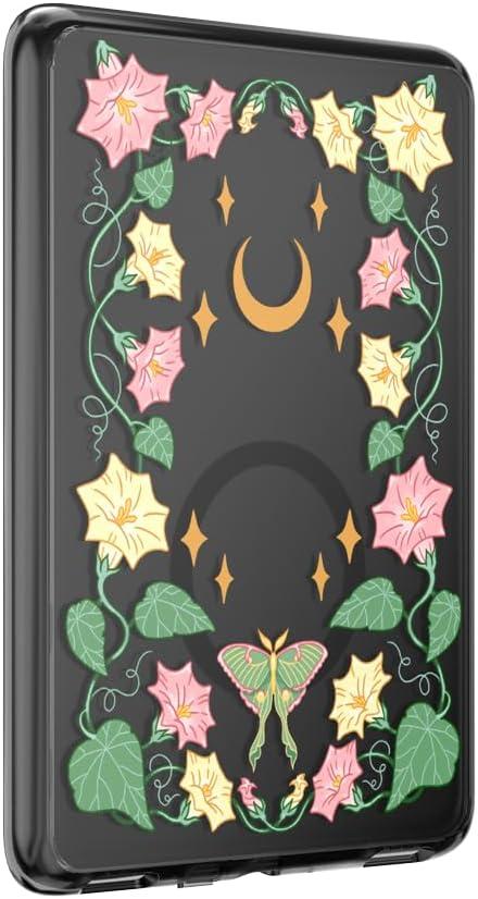imagePopSockets Kindle Paperwhite Case 12th Gen 7 202425 Signature Edition amp Colorsoft Slim Protective Cover with Builtin MagSafe Ring for MagSafe PopGrip EReader Accessory Moon Flower