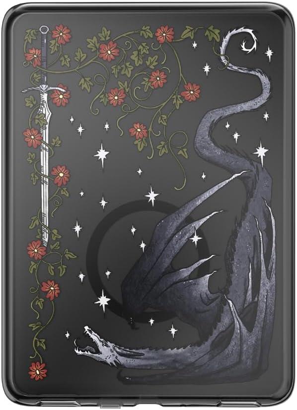 imagePopSockets Kindle Paperwhite Case 12th Gen 7 202425 Signature Edition amp Colorsoft Slim Protective Cover with Builtin MagSafe Ring for MagSafe PopGrip EReader Accessory Dragon Sterling