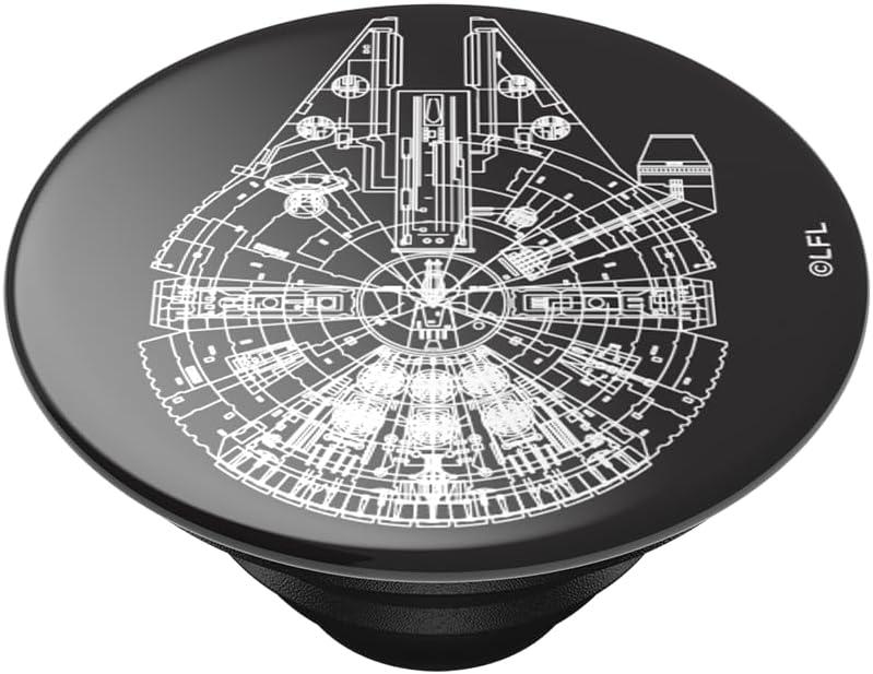 imagePopSockets Phone Grip with Expanding Kickstand Adhesive Grip Millenium Falcon Aluminum