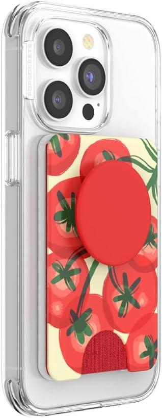 imagePopSockets Phone Wallet with Expanding Grip and Adapter Ring for MagSafe Phone Card Holder Wireless Charging Compatible Wallet Compatible with MagSafe Butterfly Pea BlueCampari