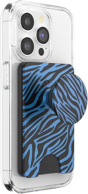 imagePopSockets Phone Wallet with Expanding Grip and Adapter Ring for MagSafe Phone Card Holder Wireless Charging Compatible Wallet Compatible with MagSafe Butterfly Pea BlueZed