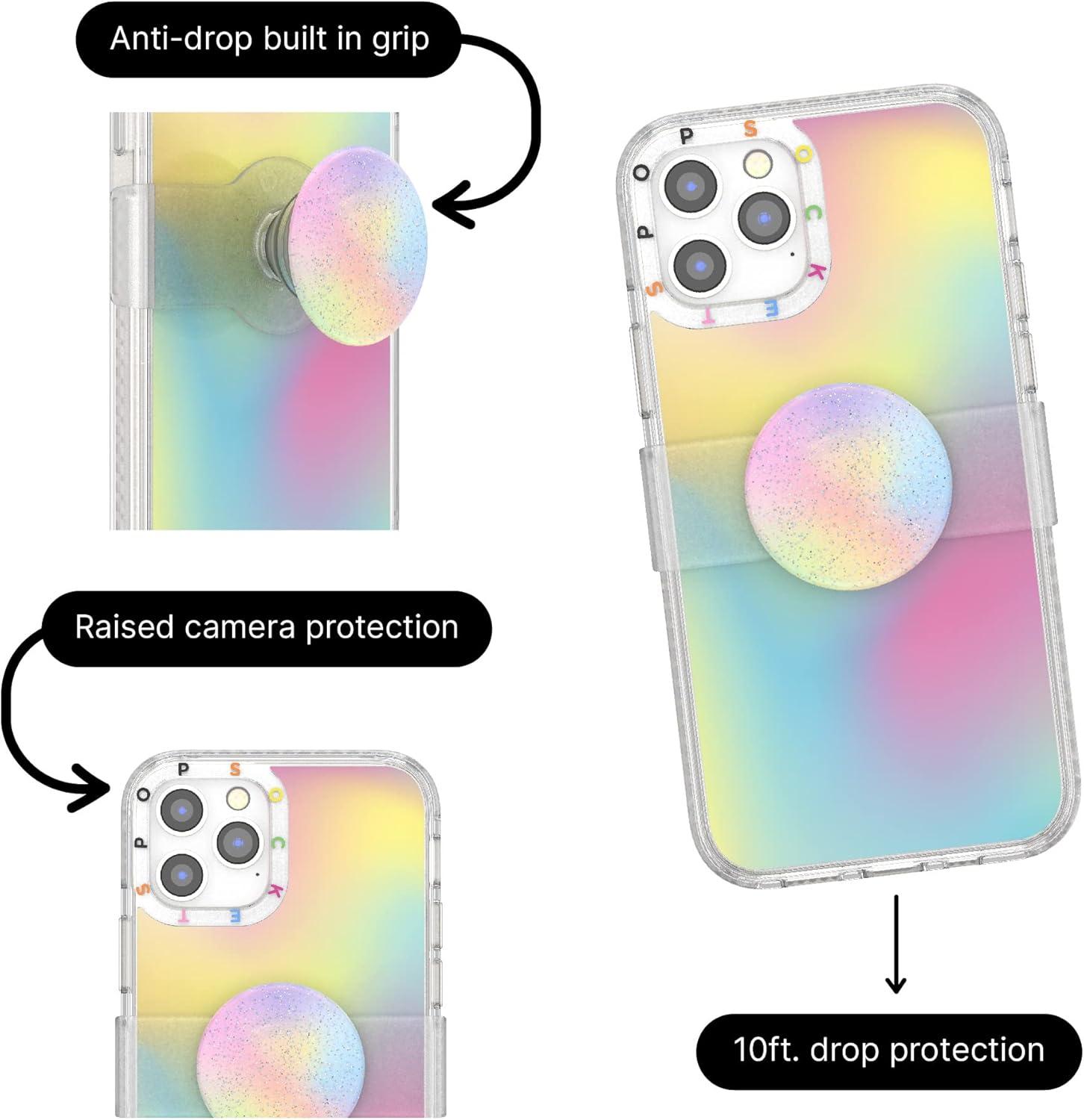 imagePopSockets iPhone 12 12 Pro Case with Repositionable Slide Grip and Compatible with MagSafe AbstractAbstract