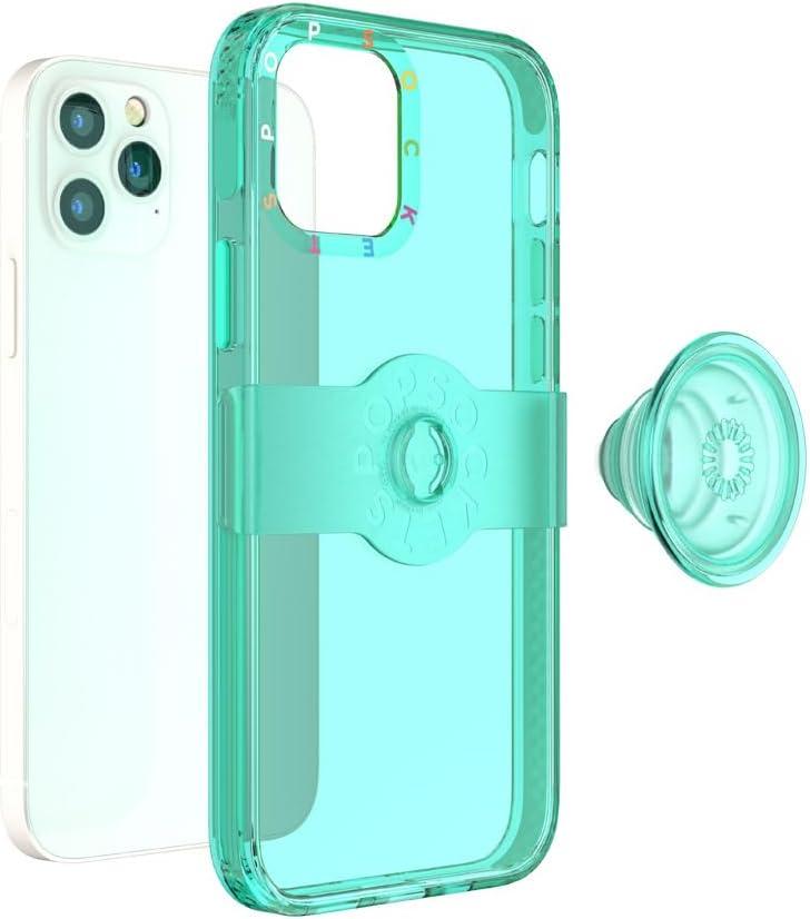 imagePopSockets iPhone 12 12 Pro Case with Repositionable Slide Grip and Compatible with MagSafe AbstractSpearmint