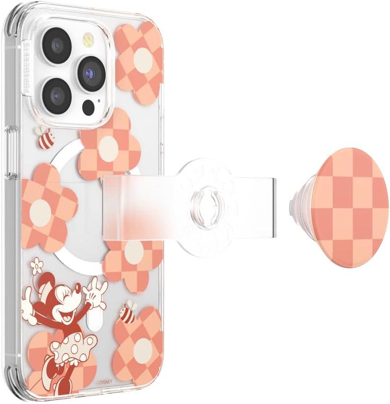 imagePopSockets iPhone 15 Pro Max Case Compatible with MagSafe Phone Case for iPhone 15 Pro Max Wireless Charging Compatible Case Only Mickey Polka DotMinnie Checker Flower