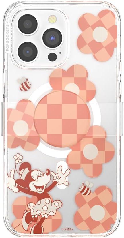 imagePopSockets iPhone 15 Pro Max Case Compatible with MagSafe Phone Case for iPhone 15 Pro Max Wireless Charging Compatible Case Only Mickey Polka DotMinnie Checker Flower