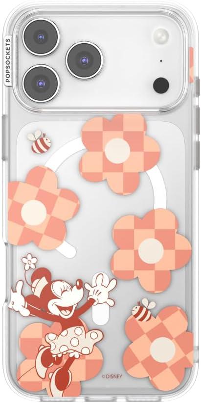 imagePopSockets iPhone 15 Pro Max Case Compatible with MagSafe Phone Case for iPhone 15 Pro Max Wireless Charging Compatible Case Only Mickey Polka DotMinnie Checker Flower