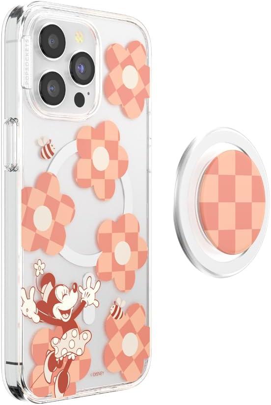 imagePopSockets iPhone 15 Pro Max Case Compatible with MagSafe Phone Case for iPhone 15 Pro Max Wireless Charging Compatible Case Only Mickey Polka DotMinnie Checker Flower