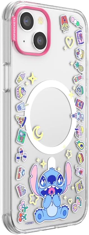 imagePopSockets iPhone 15 Pro Max Case Compatible with MagSafe Phone Case for iPhone 15 Pro Max Wireless Charging Compatible Case Only Mickey Polka DotStitch Snack Attack