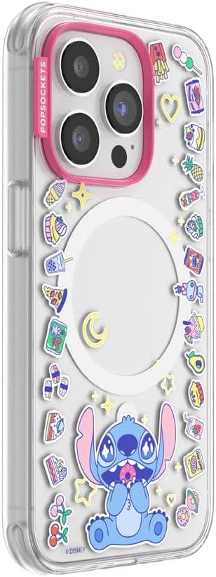 imagePopSockets iPhone 15 Pro Max Case Compatible with MagSafe Phone Case for iPhone 15 Pro Max Wireless Charging Compatible Case Only Mickey Polka DotStitch Snack Attack