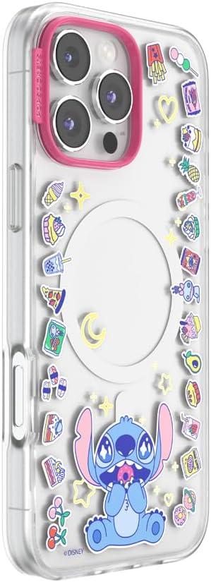 imagePopSockets iPhone 15 Pro Max Case Compatible with MagSafe Phone Case for iPhone 15 Pro Max Wireless Charging Compatible Case Only Mickey Polka DotStitch Snack Attack