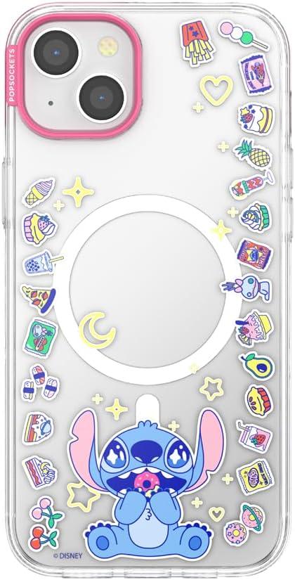 imagePopSockets iPhone 15 Pro Max Case Compatible with MagSafe Phone Case for iPhone 15 Pro Max Wireless Charging Compatible Case Only Mickey Polka DotStitch Snack Attack