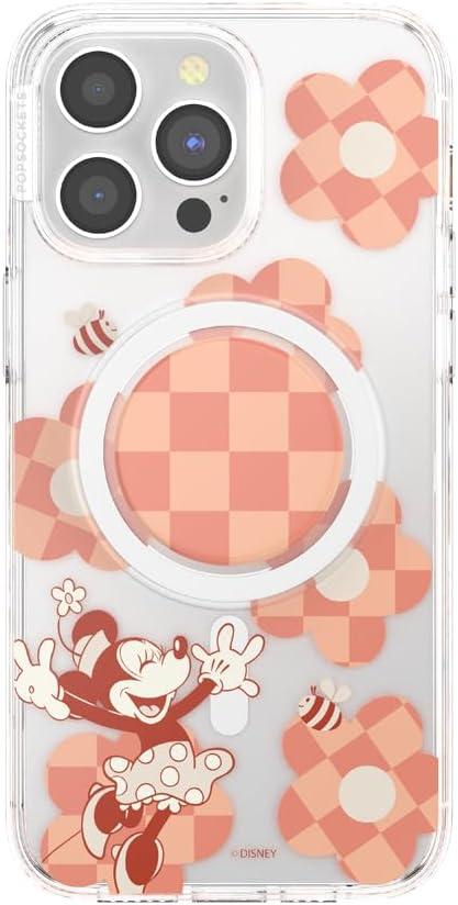 imagePopSockets iPhone 16 Pro Max Case Compatible with MagSafe Phone Case for iPhone 16 Pro Max Wireless Charging Compatible Case Only Mickey Polka DotMinnie Checker Flower