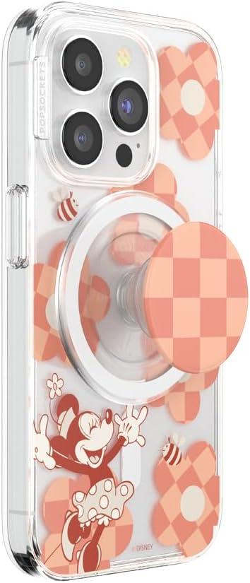 imagePopSockets iPhone 16 Pro Max Case Compatible with MagSafe Phone Case for iPhone 16 Pro Max Wireless Charging Compatible Case Only Mickey Polka DotMinnie Checker Flower
