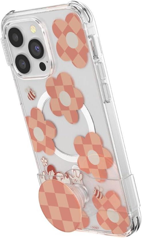 imagePopSockets iPhone 16 Pro Max Case Compatible with MagSafe Phone Case for iPhone 16 Pro Max Wireless Charging Compatible Case Only Mickey Polka DotMinnie Checker Flower