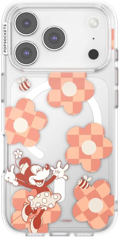 imagePopSockets iPhone 16 Pro Max Case Compatible with MagSafe Phone Case for iPhone 16 Pro Max Wireless Charging Compatible Case Only Mickey Polka DotMinnie Checker Flower