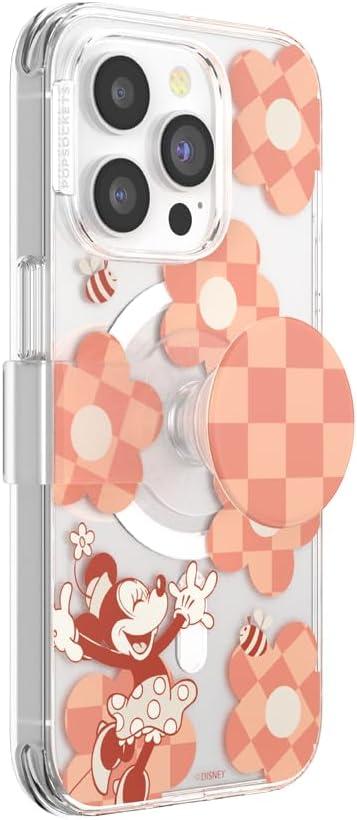 imagePopSockets iPhone 16 Pro Max Case Compatible with MagSafe Phone Case for iPhone 16 Pro Max Wireless Charging Compatible Case Only Mickey Polka DotMinnie Checker Flower