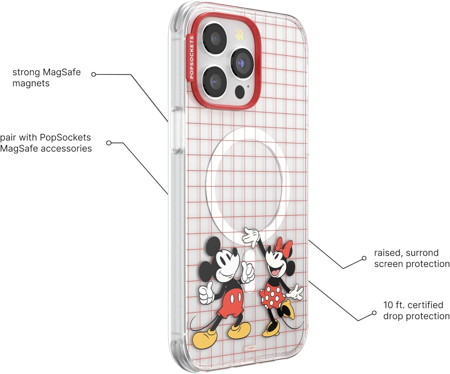 imagePopSockets iPhone 16 Pro Max Case Compatible with MagSafe Phone Case for iPhone 16 Pro Max Wireless Charging Compatible Case Only Mickey Polka DotMod Mickey Minnie
