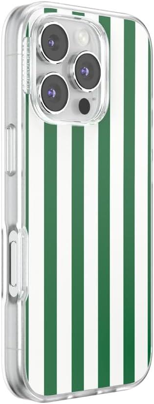 imagePopSockets iPhone 17 Pro Phone Case Compatible with MagSafe for iPhone 17 Pro Wireless Charging Compatible Case Only Pasta PastaClub Stripe Green