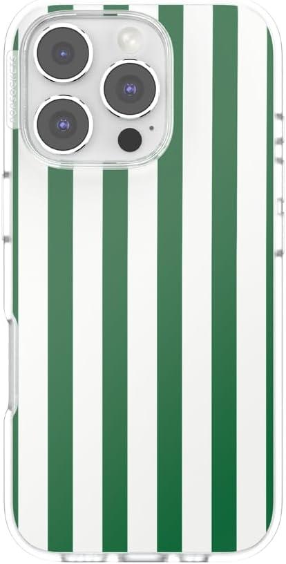 imagePopSockets iPhone 17 Pro Phone Case Compatible with MagSafe for iPhone 17 Pro Wireless Charging Compatible Case Only Pasta PastaClub Stripe Green