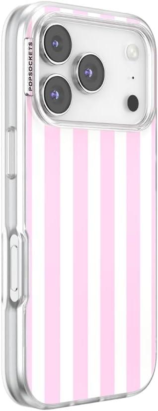 imagePopSockets iPhone 17 Pro Phone Case Compatible with MagSafe for iPhone 17 Pro Wireless Charging Compatible Case Only Pasta PastaClub Stripe Pink