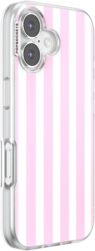 imagePopSockets iPhone 17 Pro Phone Case Compatible with MagSafe for iPhone 17 Pro Wireless Charging Compatible Case Only Pasta PastaClub Stripe Pink