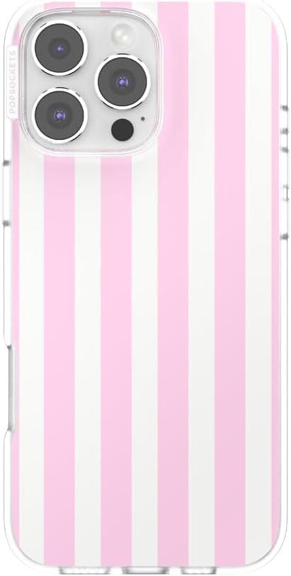 imagePopSockets iPhone 17 Pro Phone Case Compatible with MagSafe for iPhone 17 Pro Wireless Charging Compatible Case Only Pasta PastaClub Stripe Pink