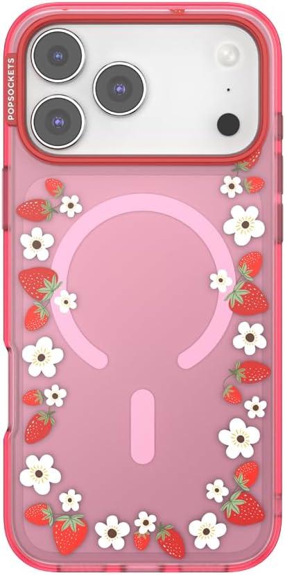 imagePopSockets iPhone 17 Pro Phone Case Compatible with MagSafe for iPhone 17 Pro Wireless Charging Compatible Case Only Pasta PastaStrawberry Frame