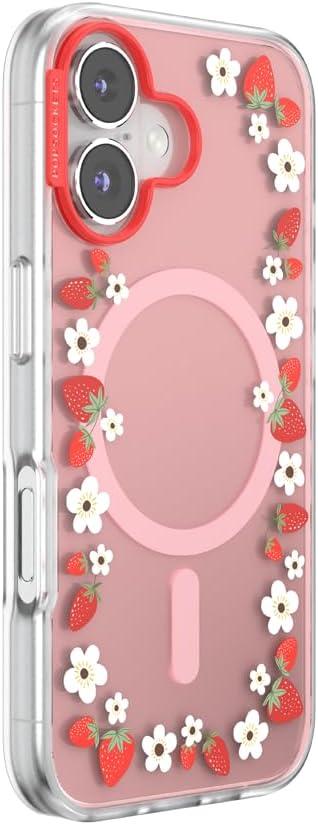 imagePopSockets iPhone 17 Pro Phone Case Compatible with MagSafe for iPhone 17 Pro Wireless Charging Compatible Case Only Pasta PastaStrawberry Frame