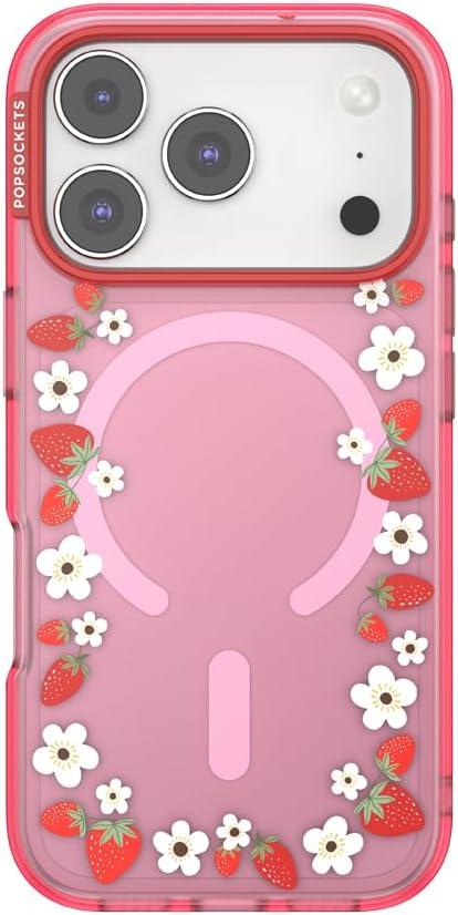 imagePopSockets iPhone 17 Pro Phone Case Compatible with MagSafe for iPhone 17 Pro Wireless Charging Compatible Case Only Pasta PastaStrawberry Frame