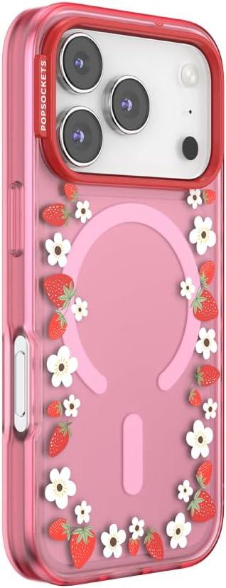 imagePopSockets iPhone 17 Pro Phone Case Compatible with MagSafe for iPhone 17 Pro Wireless Charging Compatible Case Only Pasta PastaStrawberry Frame