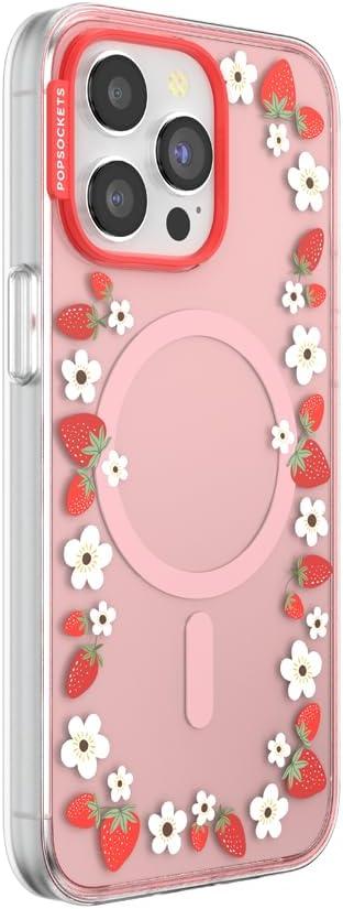 imagePopSockets iPhone 17 Pro Phone Case Compatible with MagSafe for iPhone 17 Pro Wireless Charging Compatible Case Only Pasta PastaStrawberry Frame